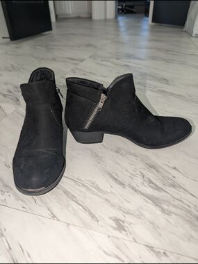 American Rag Black Suede Ankle Booties with Side Zipper